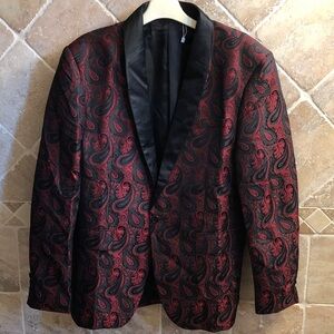 Men's Paisley Tuxedo Jacket - Red and Black - Size L - worn twice